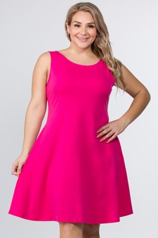 Lady's Sleeveless Comb-Cotton A-Line Dress with Pockets style 2