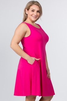 Lady's Sleeveless Comb-Cotton A-Line Dress with Pockets style 3