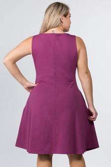 Lady's Sleeveless Comb-Cotton A-Line Dress with Pockets style 3