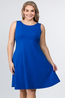 Lady's Sleeveless Comb-Cotton A-Line Dress with Pockets style 2