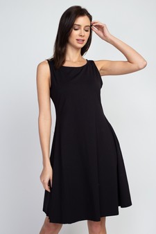 Lady's Sleeveless Comb-Cotton A-Line Dress with Pockets style 2