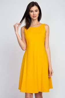 Lady's Sleeveless Comb-Cotton A-Line Dress with Pockets style 2