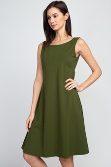 Lady's Sleeveless Comb-Cotton A-Line Dress with Pockets style 5