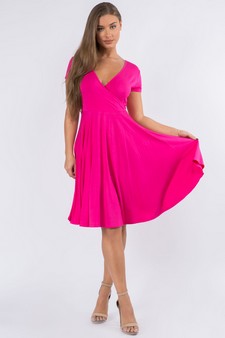 Women's V-Neck Surplice Casual Swing Dress style 4