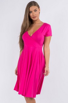 Women's V-Neck Surplice Casual Swing Dress