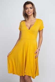 Women's V-Neck Surplice Casual Swing Dress style 4