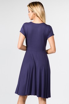 Women's V-Neck Surplice Casual Swing Dress style 4