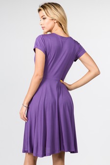 Women's V-Neck Surplice Casual Swing Dress style 4