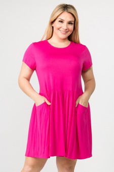Women's Short Sleeve Babydoll Dress with Pockets style 4