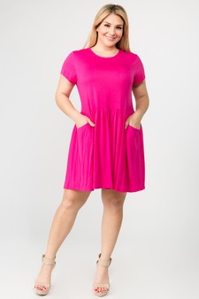 Women's Short Sleeve Babydoll Dress with Pockets style 5