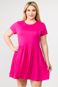 Women's Short Sleeve Babydoll Dress with Pockets