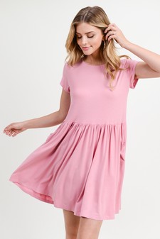 Women's Short Sleeve Babydoll Dress with Pockets style 3