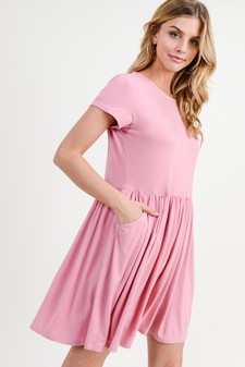 Women's Short Sleeve Babydoll Dress with Pockets style 4