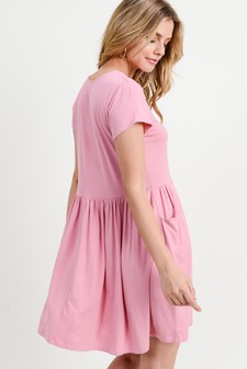 Women's Short Sleeve Babydoll Dress with Pockets style 6