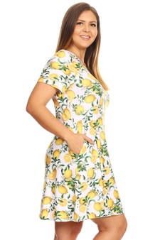 Women's Lemon Print Fit And Flare Dress style 3