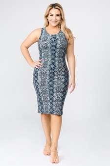 Women's Silver Snakeskin Print Bodycon Dress style 5