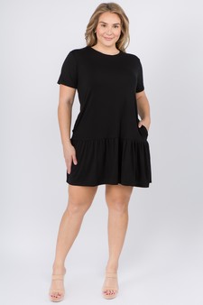 Women's Short Sleeve Peplum Hem Dress style 4