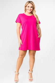 Women's Short Sleeve Cut Out Back Dress with Pockets style 5