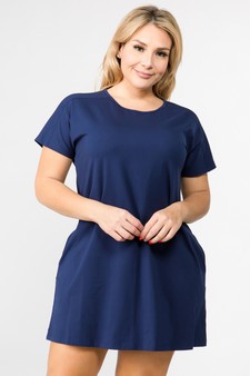 Women's Short Sleeve Cut Out Back Dress with Pockets style 2