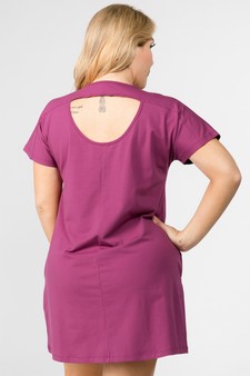 Women's Short Sleeve Cut Out Back Dress with Pockets style 4