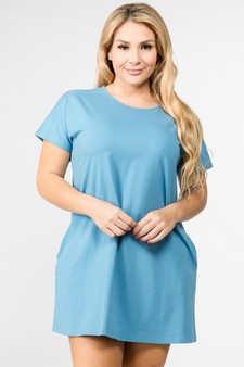 Women's Short Sleeve Cut Out Back Dress with Pockets style 4