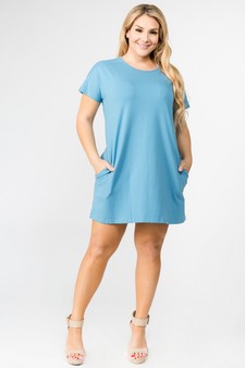 Women's Short Sleeve Cut Out Back Dress with Pockets style 5