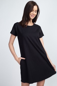 Women's Short Sleeve Cut Out Back Dress with Pockets style 3