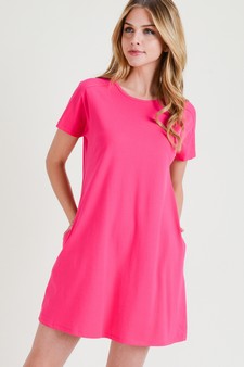 Women's Short Sleeve Cut Out Back Dress with Pockets style 2