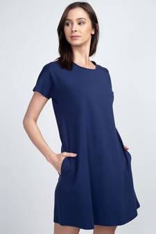 Women's Short Sleeve Cut Out Back Dress with Pockets style 2