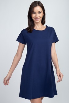 Women's Short Sleeve Cut Out Back Dress with Pockets style 3