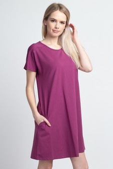 Women's Short Sleeve Cut Out Back Dress with Pockets style 4