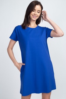 Women's Short Sleeve Cut Out Back Dress with Pockets style 2