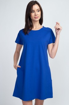 Women's Short Sleeve Cut Out Back Dress with Pockets style 5