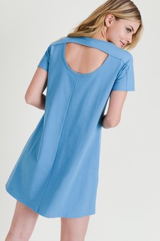 Women's Short Sleeve Cut Out Back Dress with Pockets style 4