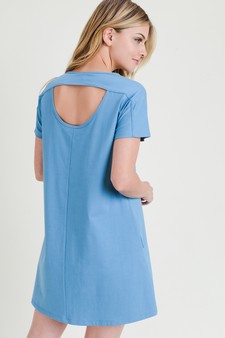 Women's Short Sleeve Cut Out Back Dress with Pockets style 5