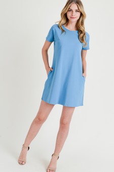 Women's Short Sleeve Cut Out Back Dress with Pockets style 6