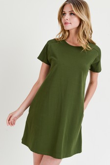 Women's Short Sleeve Cut Out Back Dress with Pockets style 3