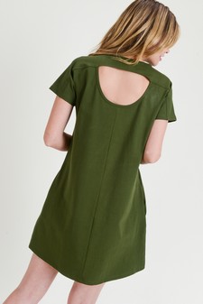 Women's Short Sleeve Cut Out Back Dress with Pockets style 5