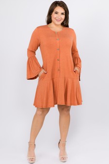 Women's Button Down Ruffle Hem Dress style 5