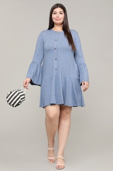 Women's Button Down Ruffle Hem Dress style 5