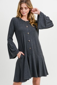 Women's Button Down Ruffle Hem Dress style 2