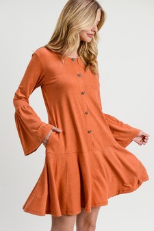 Women's Button Down Ruffle Hem Dress style 2