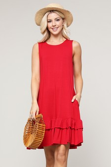 Women's Sleeveless Ruffle Dress with Pockets style 2