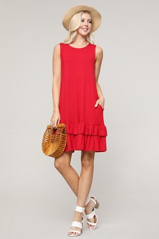 Women's Sleeveless Ruffle Dress with Pockets style 3