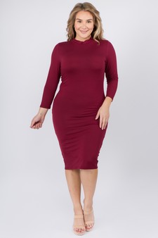 Women's Mock Neck Midi Bodycon Dress style 4