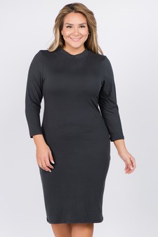 Women's Mock Neck Midi Bodycon Dress style 2