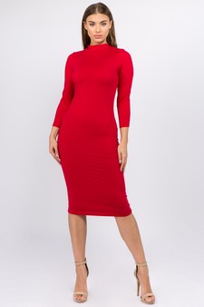 Women's Mock Neck Midi Bodycon Dress style 5