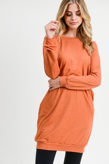 Women's Long Sleeve Pullover Sweatshirt Dress