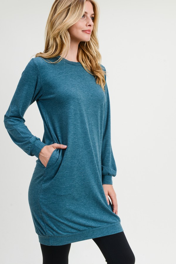 Women's Long Sleeve Pullover Sweatshirt Dress - Wholesale - Yelete.com