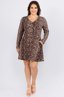 Women's Leopard Button Front A-Line Dress style 5
